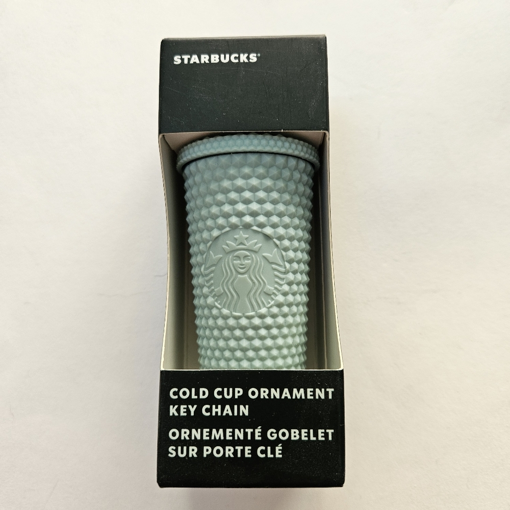 New Starbucks Holiday 2021 Cold Cup Ornament Keychain Matte Mint Green Studded